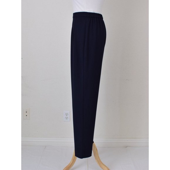 Vintage 80s Poly/Spandex Dani Max High Waist Navy Trousers | 30-34 waist - Picture 2 of 9